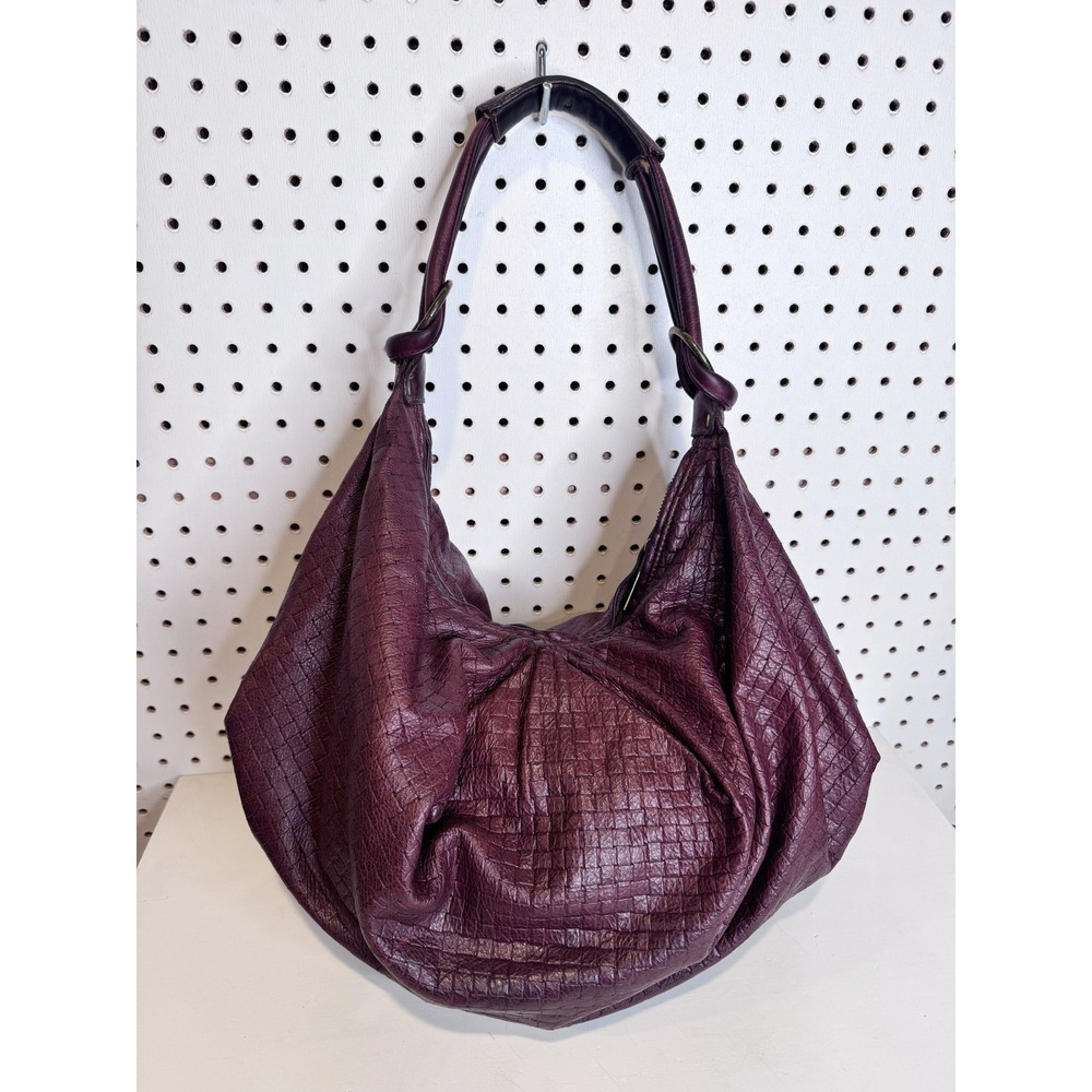 Andrea Brueckner | Y2K Burgundy Woven Embossed Leather Hobo Slouchy Shoulder Bag
